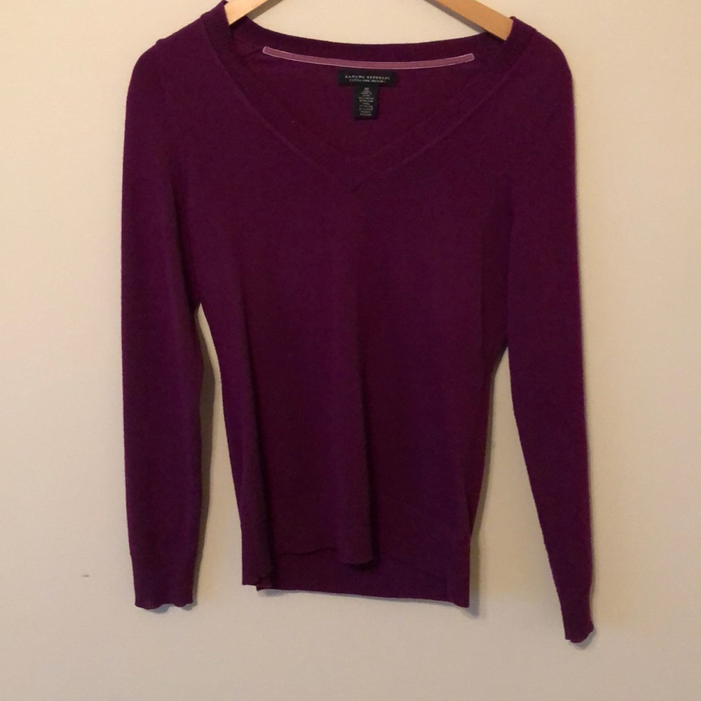 Banana Republic Extra Fine Merino Purple Sweater